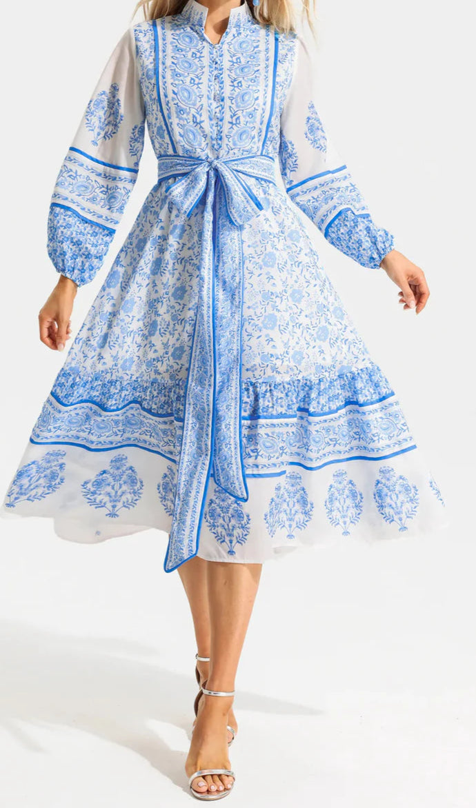 Carlee - Vestito midi floreale con maniche a lanterna