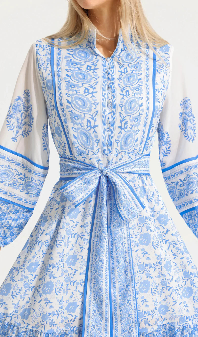 Carlee - Vestito midi floreale con maniche a lanterna