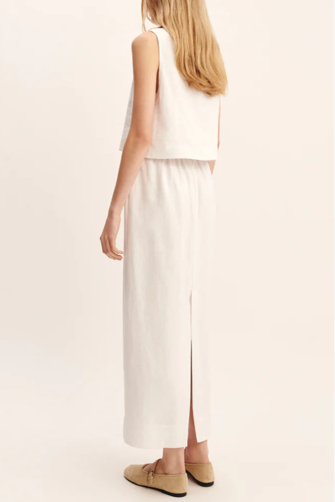 Alberta Linen Blend Skirt And Vest Set
