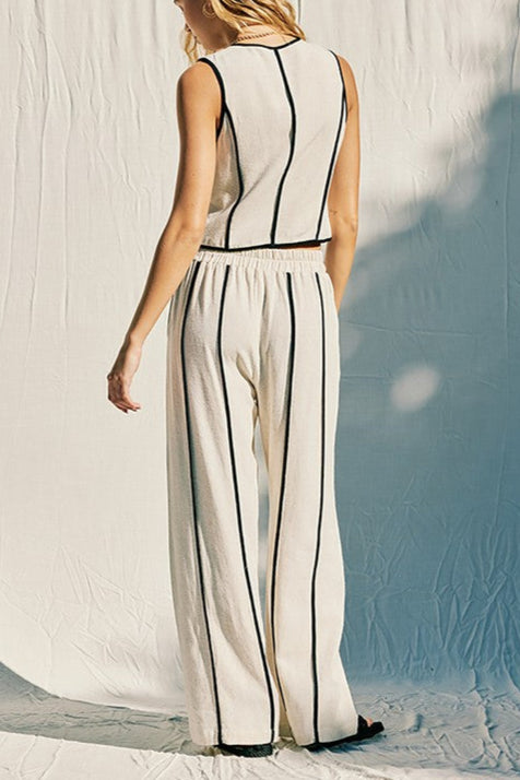 Marleen Linen Blend Striped Vest And Pant Set