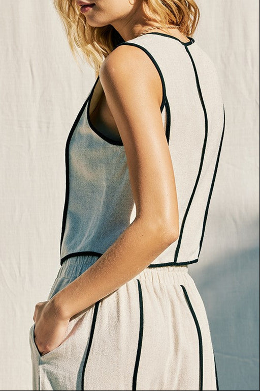 Marleen Linen Blend Striped Vest And Pant Set