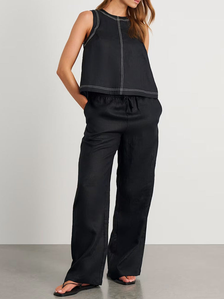Skyla Split-Back Linen Set
