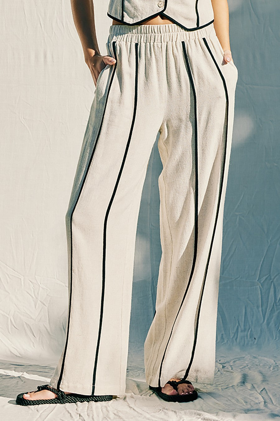 Marleen Linen Blend Striped Vest And Pant Set