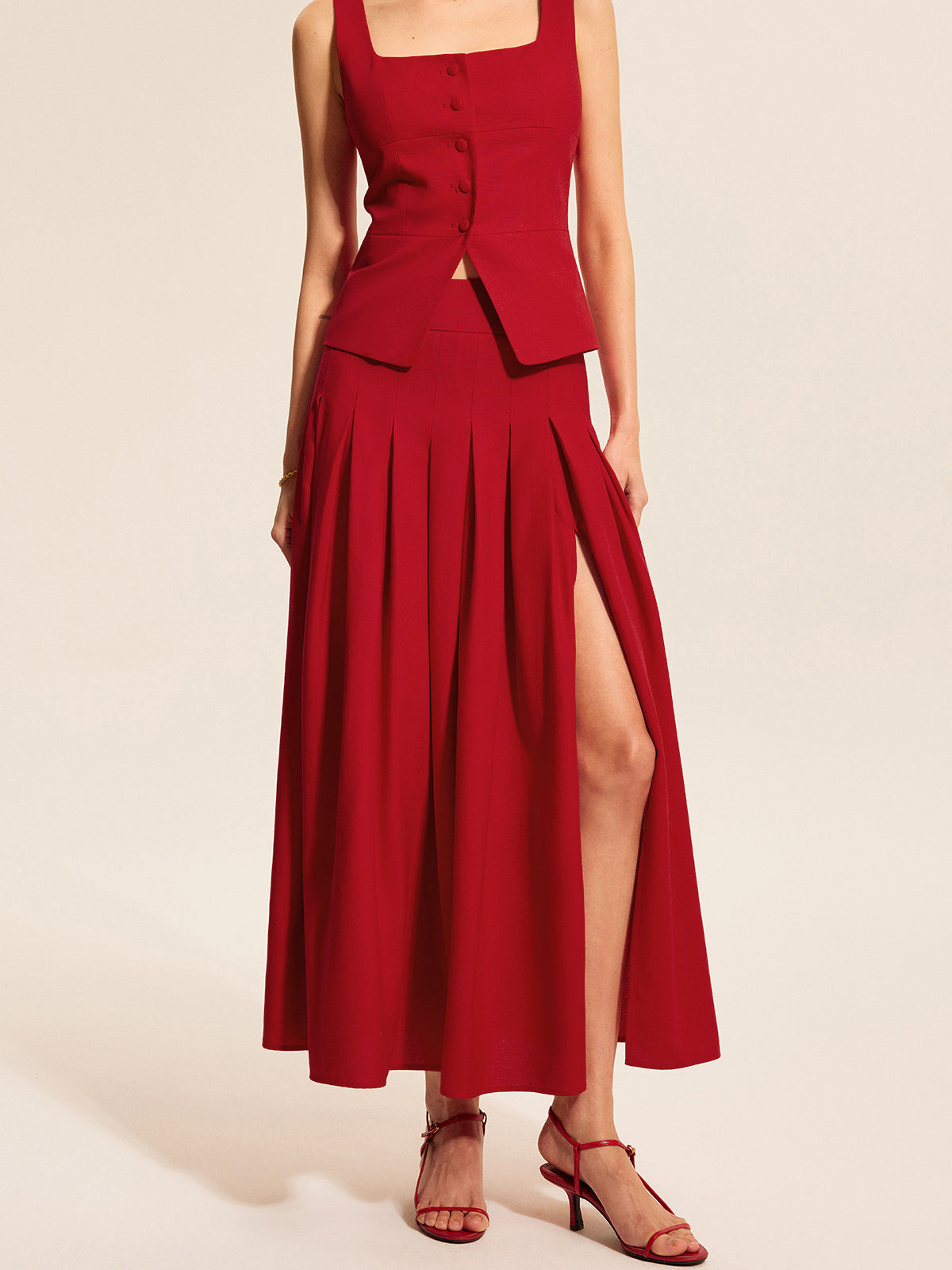 Ginny Square-Neck Vest And Maxi Skirt Set