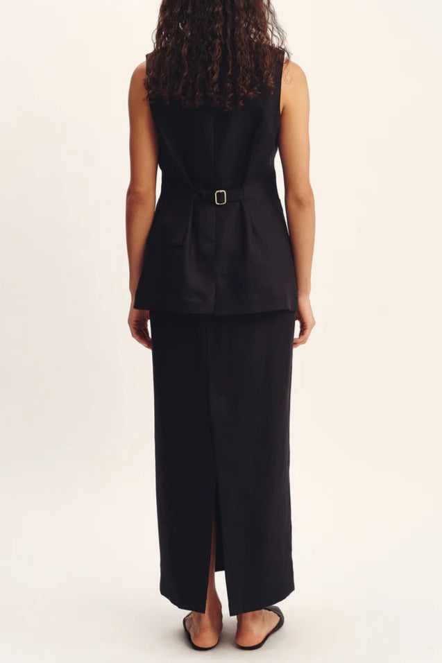 Alberta Linen Blend Skirt And Vest Set