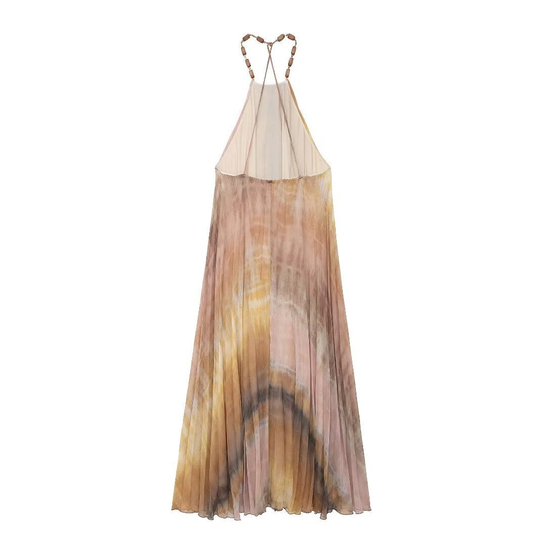 Albina Plissiertes Neckholder-Maxikleid für den Urlaub