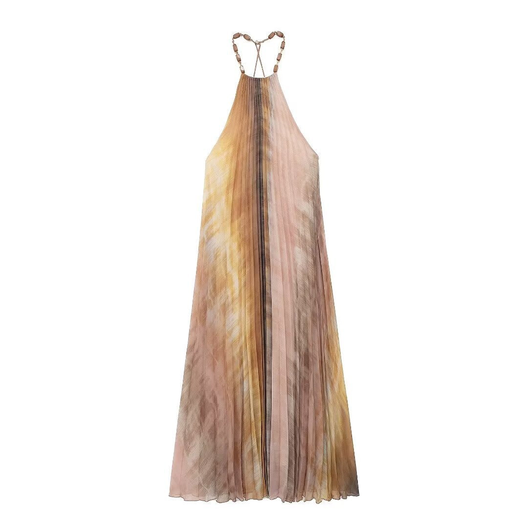Albina Plissiertes Neckholder-Maxikleid für den Urlaub
