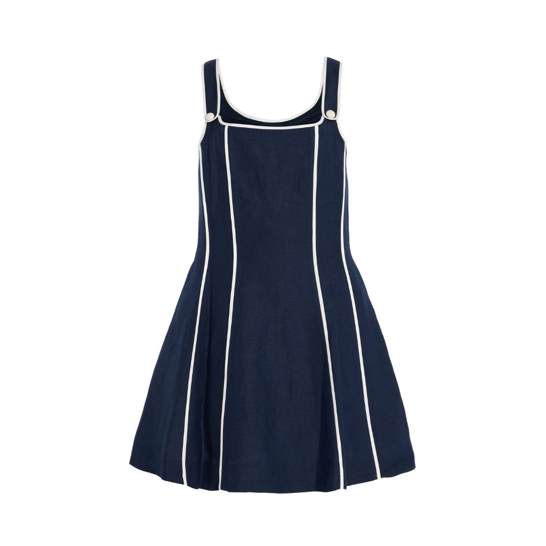 Capri Contrast Piping Linen Dress