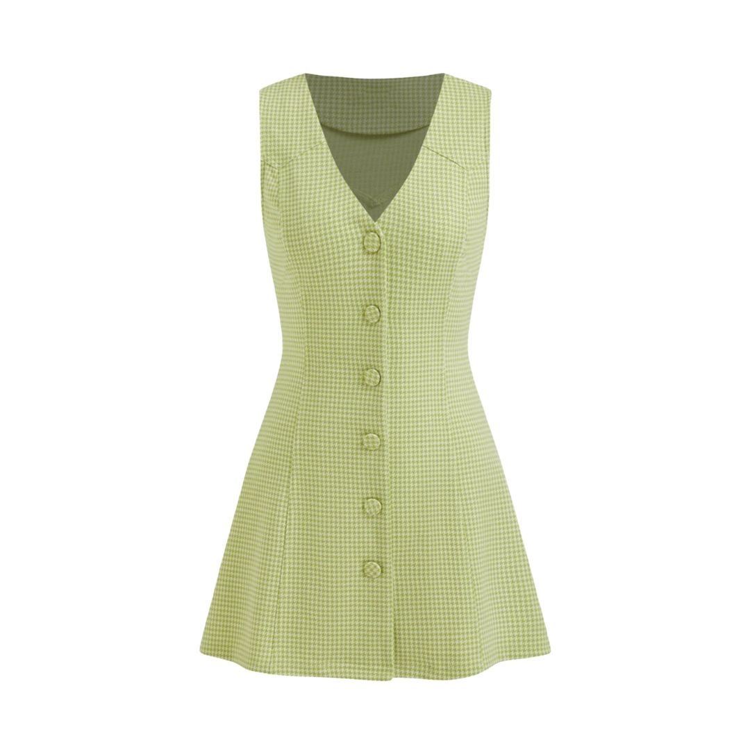Verbena Houndstooth Gingham Mini Dress