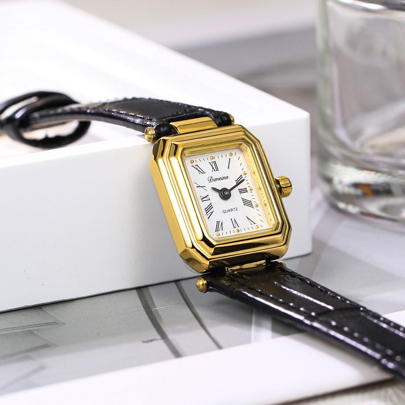 Dariana Leather Strap Square Watch