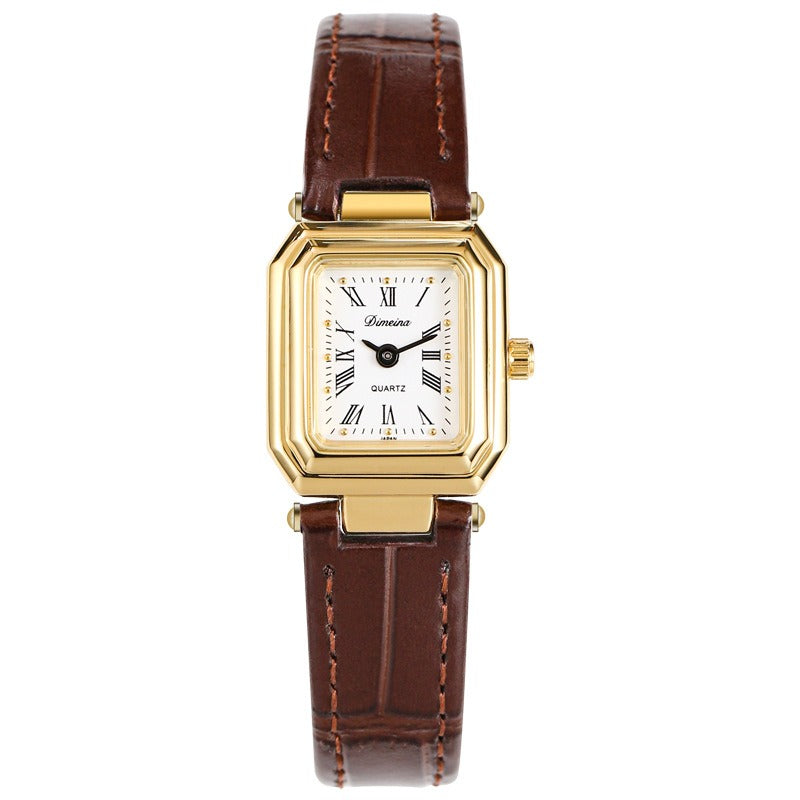 Dariana Leather Strap Square Watch
