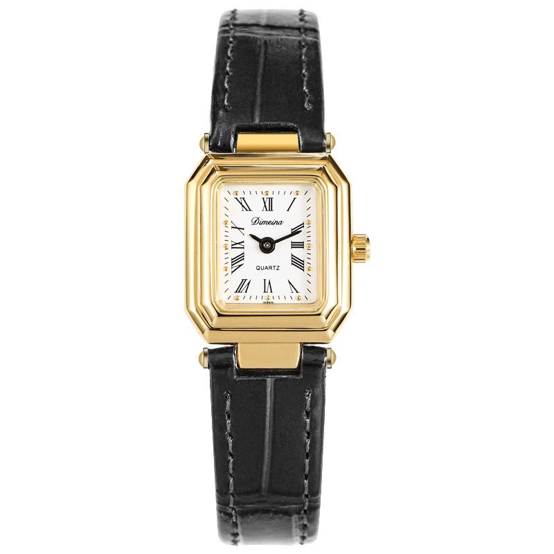 Dariana Leather Strap Square Watch