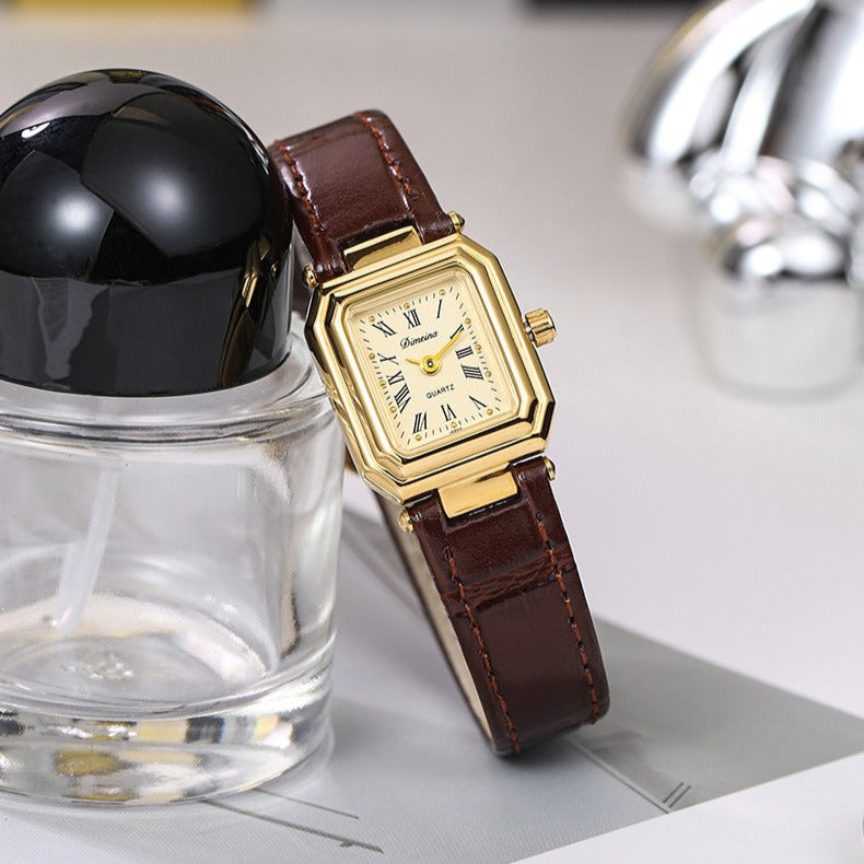 Dariana Leather Strap Square Watch
