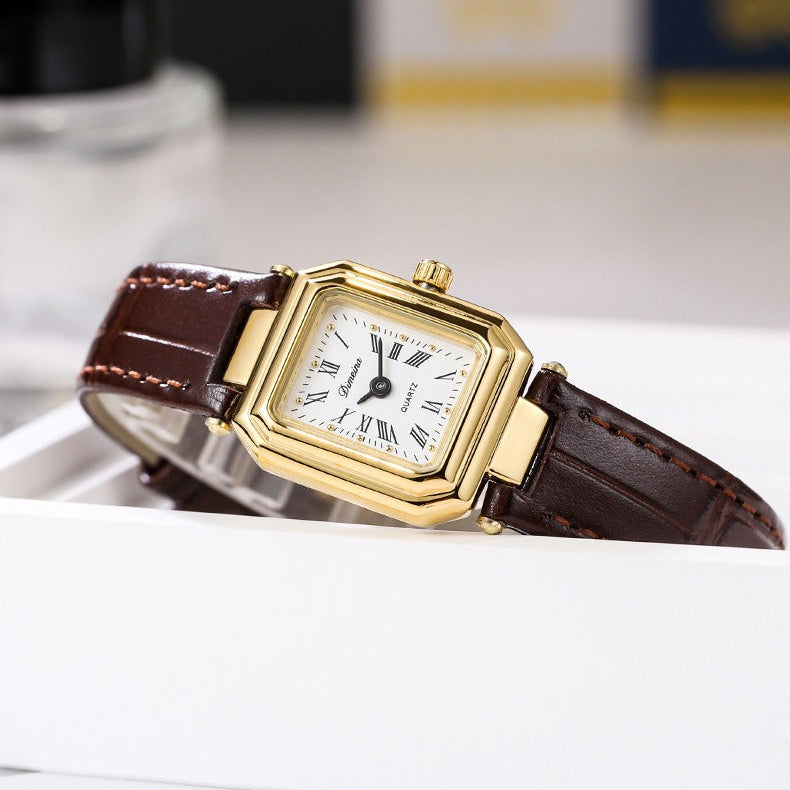 Dariana Leather Strap Square Watch