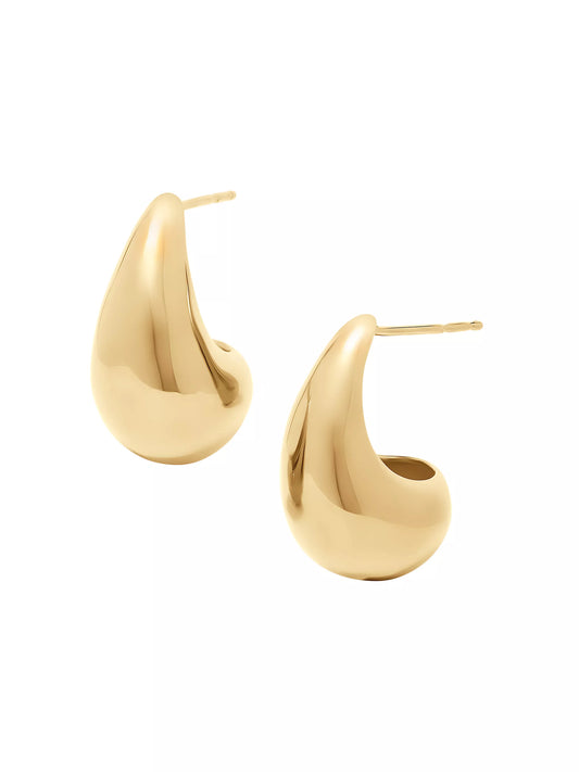 Elegant Bella Tear Drop Earrings with polished teardrop silhouette, capturing light and elegance.