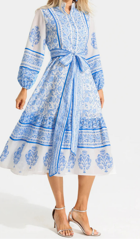 Carlee Floral Lantern Sleeve Midi Dress