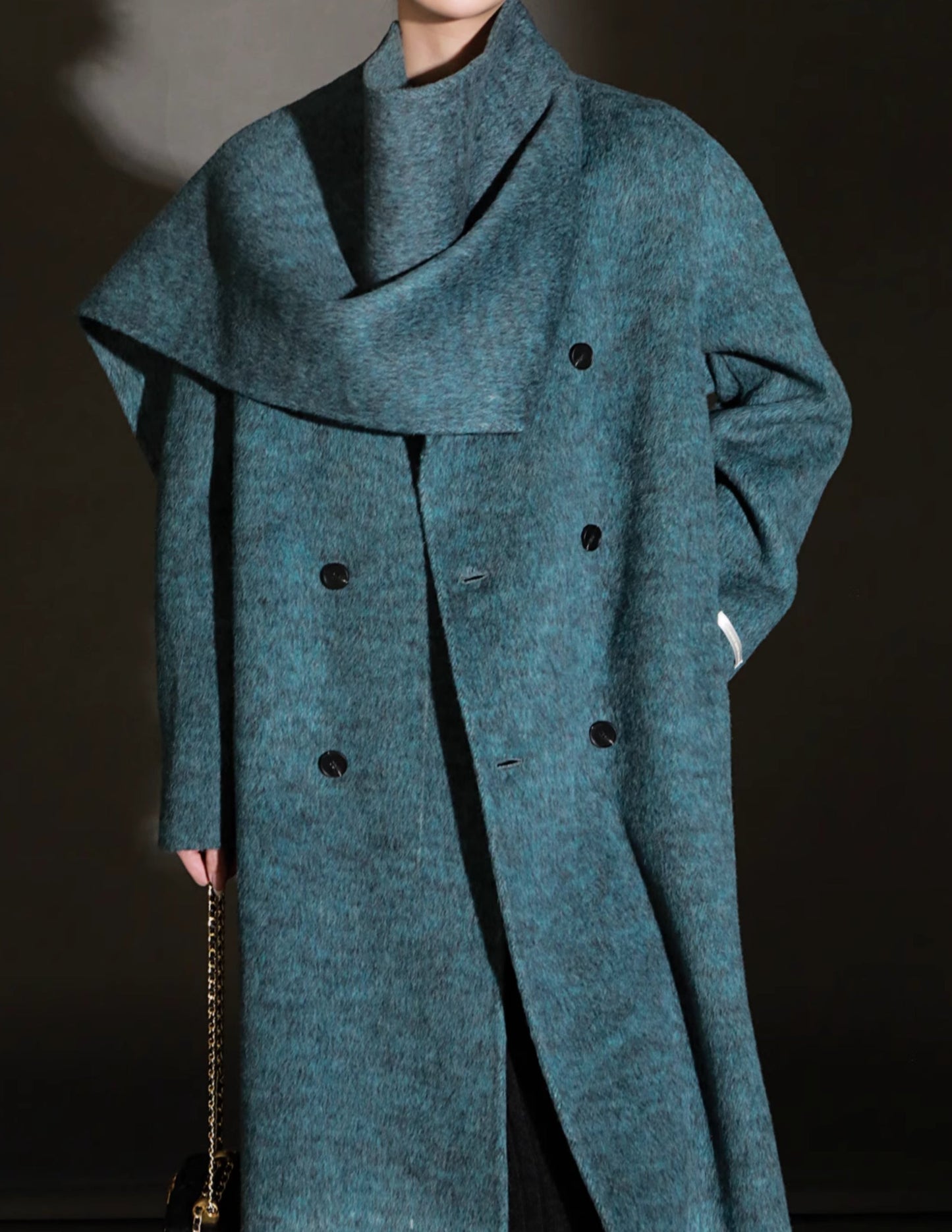 Cashmere Wool Coat - Women's Llama Cashmere Wool Scarf Wrap Trench Coat