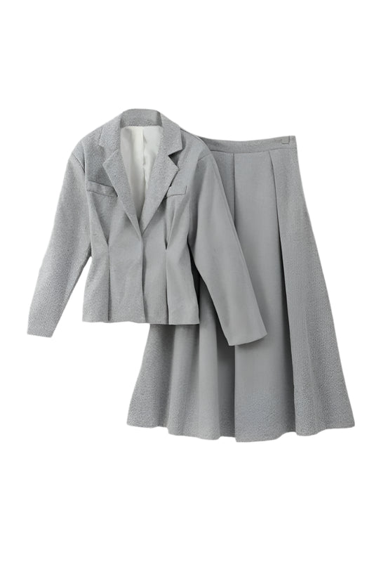 Blazer and Skirt Set - Women’s Tailored Two-Piece Blazer & Skirt Set