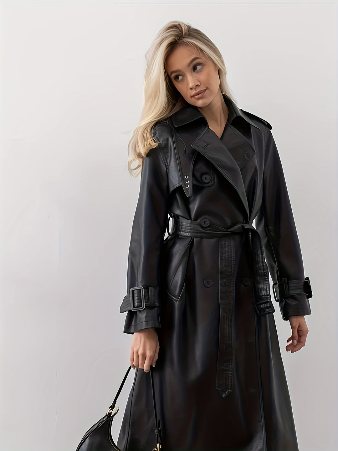 Black Leather Trenchcoat 