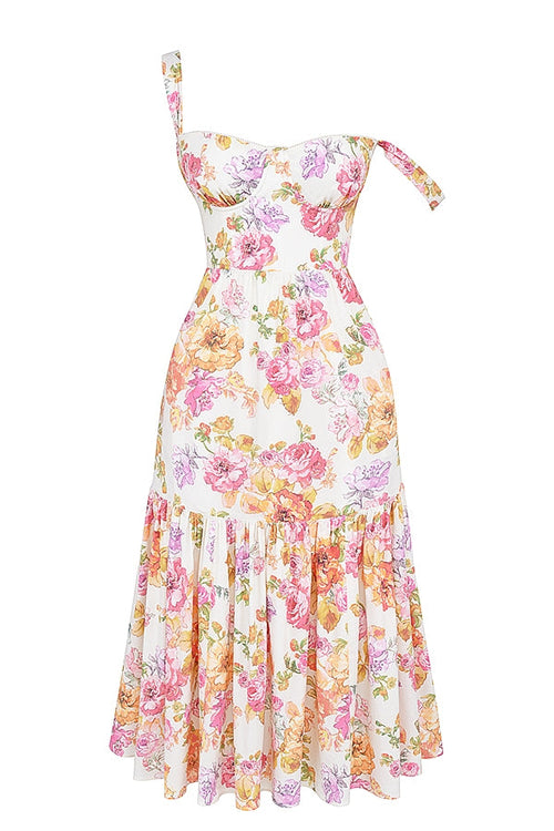 Vrai Tiered Summer Dress with floral print and adjustable straps.