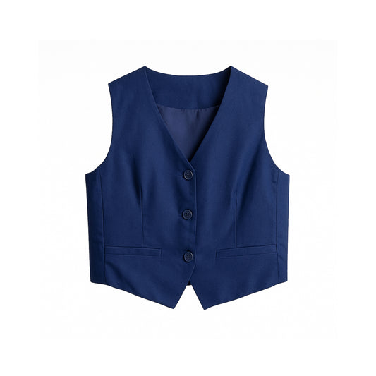 Jada Button-Front Linen-Cotton Vest