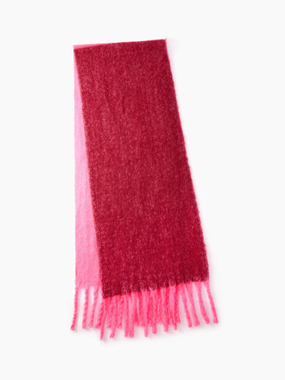 Oversized Scarf - Women's Oversized Fringe Two-Tone Thick Chunky Scarf