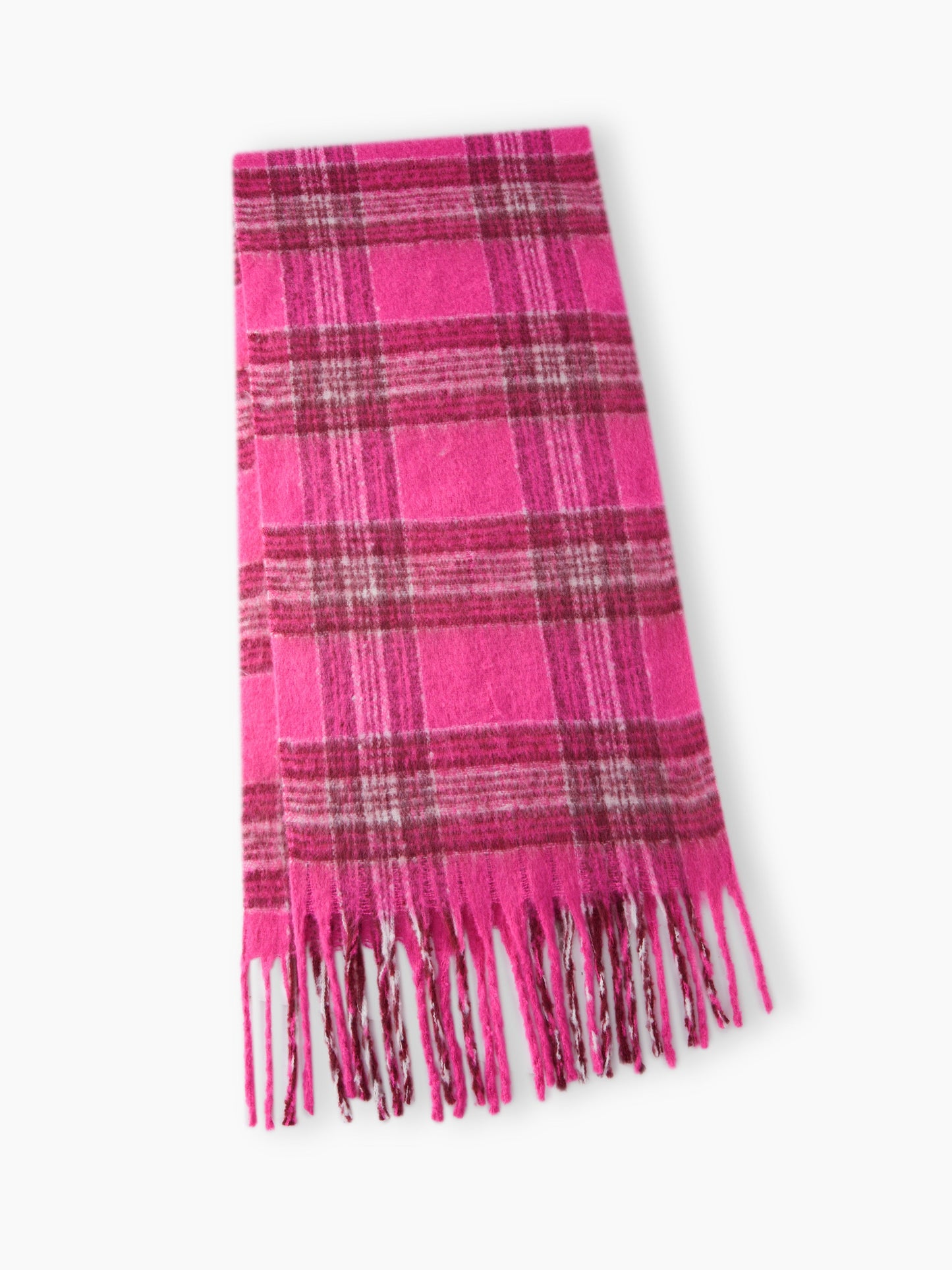 Plaid Scarf - Women’s Thick Plaid Tassel Oversized Chunky Scarf