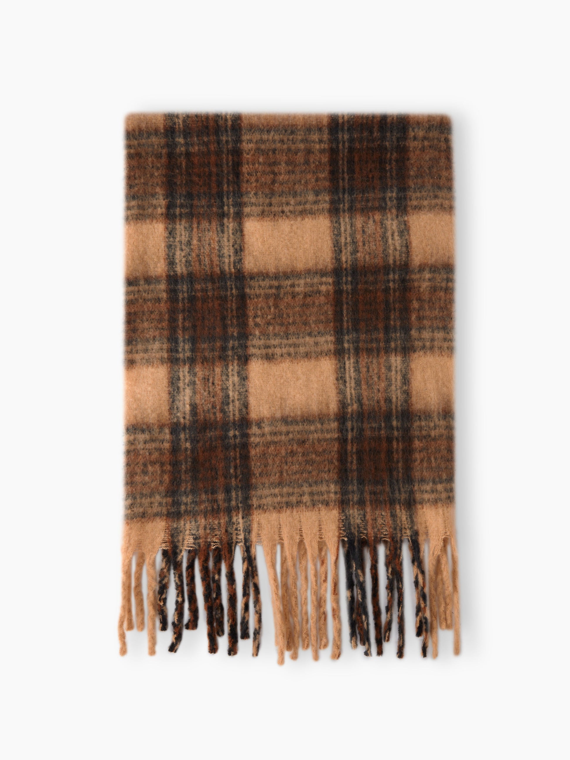 Plaid Scarf - Women’s Thick Plaid Tassel Oversized Chunky Scarf