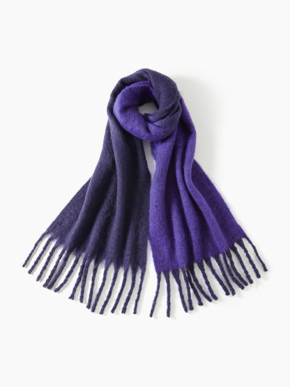 Oversized Scarf - Women's Oversized Fringe Two-Tone Thick Chunky Scarf