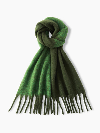 Oversized Scarf - Women's Oversized Fringe Two-Tone Thick Chunky Scarf