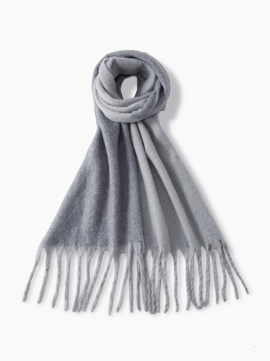 Oversized Scarf - Women's Oversized Fringe Two-Tone Thick Chunky Scarf