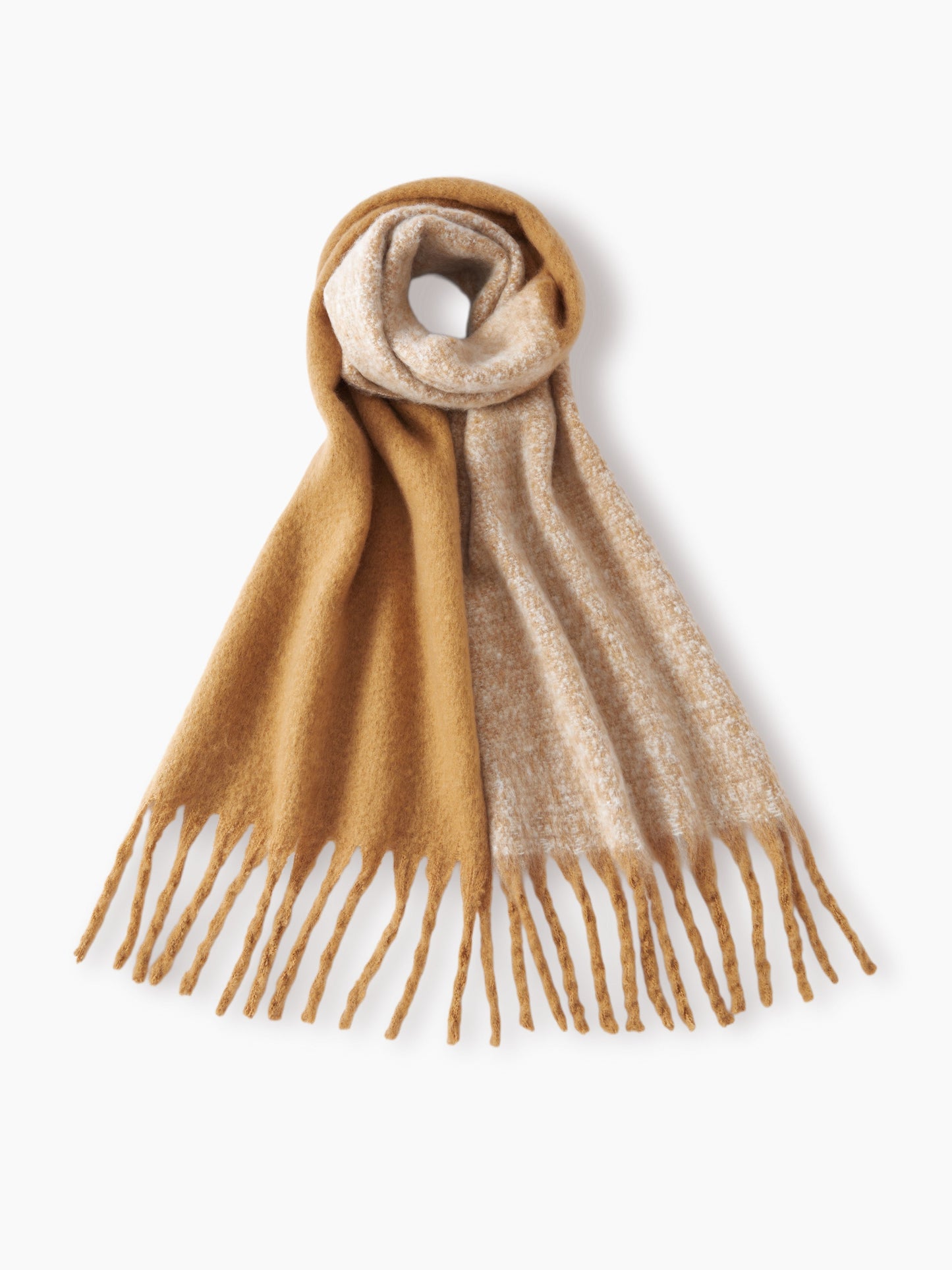 Oversized Scarf - Women's Oversized Fringe Two-Tone Thick Chunky Scarf