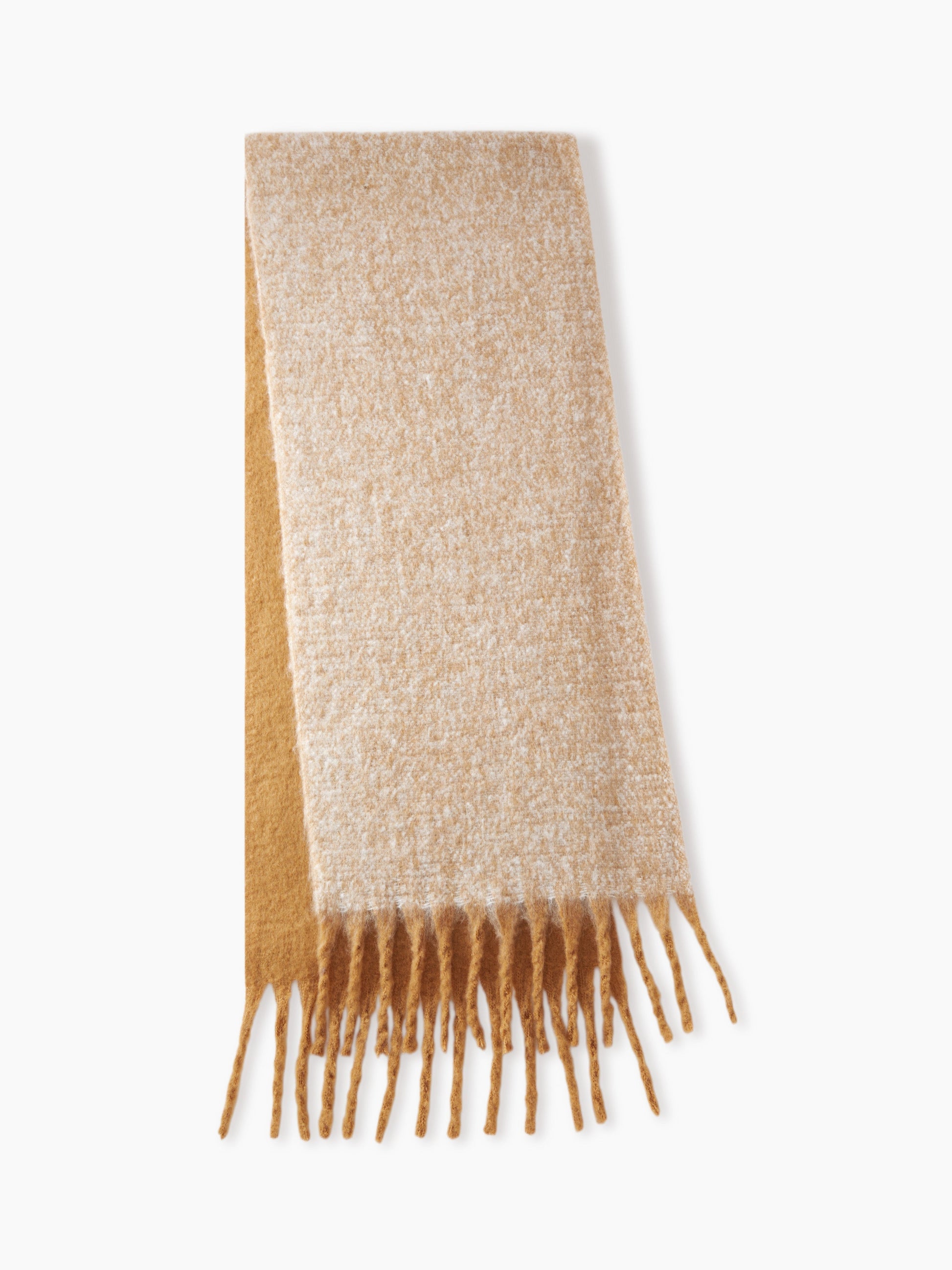 Oversized Scarf - Women's Oversized Fringe Two-Tone Thick Chunky Scarf