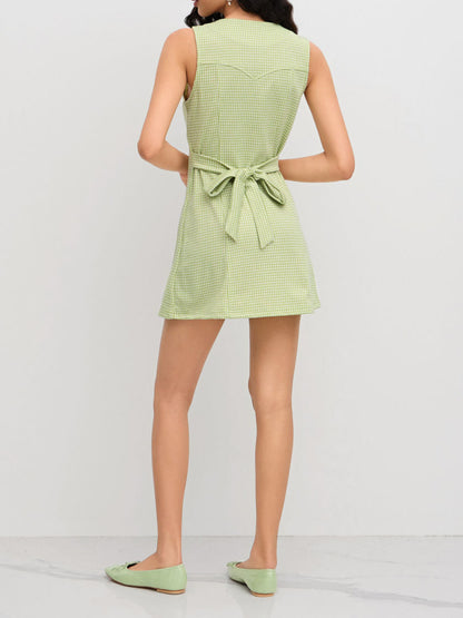 Verbena Houndstooth Gingham Mini Dress
