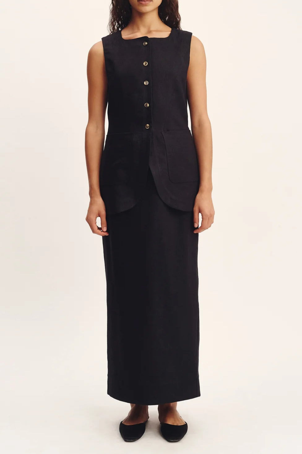 Alberta Linen Blend Skirt And Vest Set