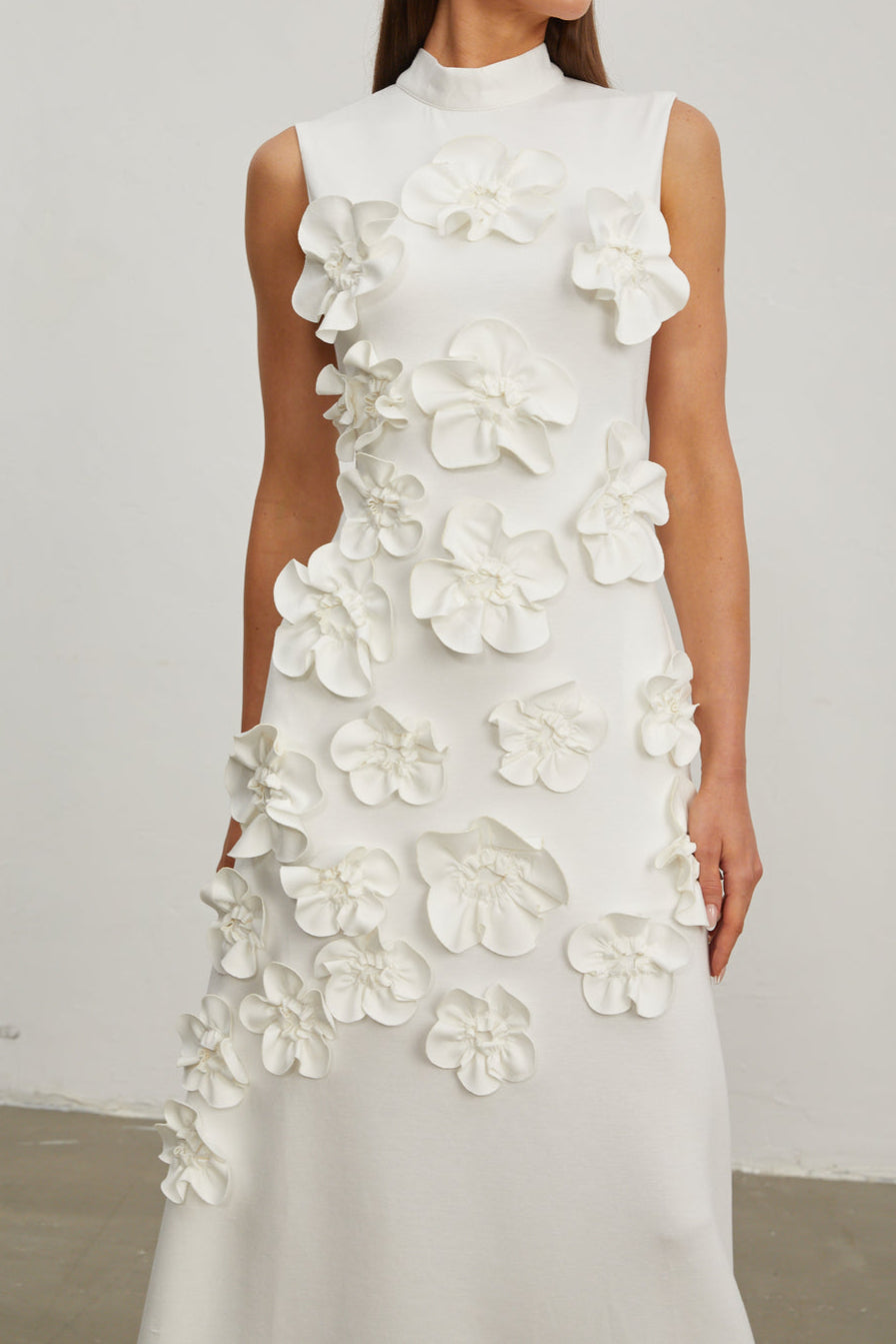 Kathleen Sleeveless 3D Floral Dress