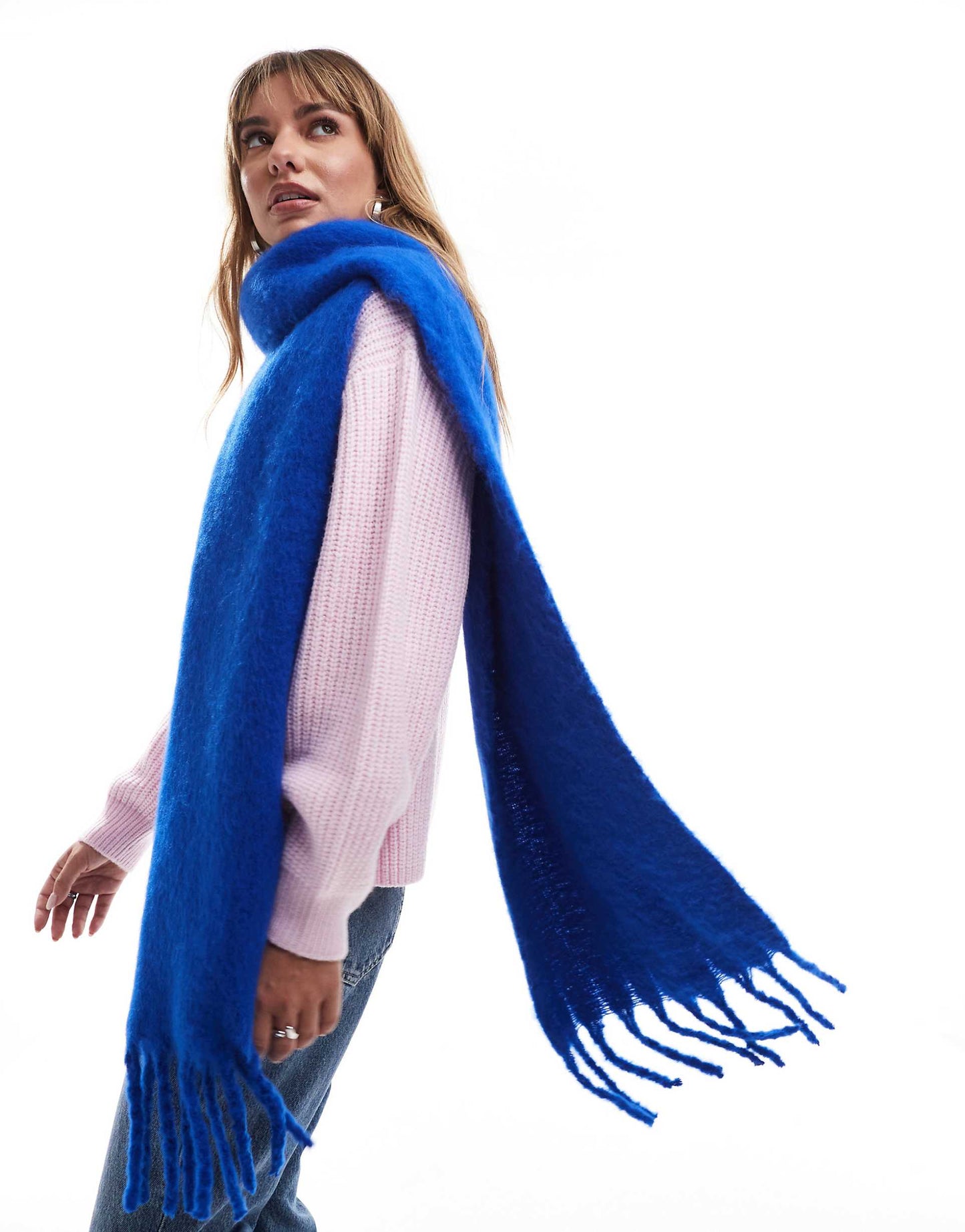 Thick Scarf - Women's Oversized Thick Fringed Chunky Scarf for Winter