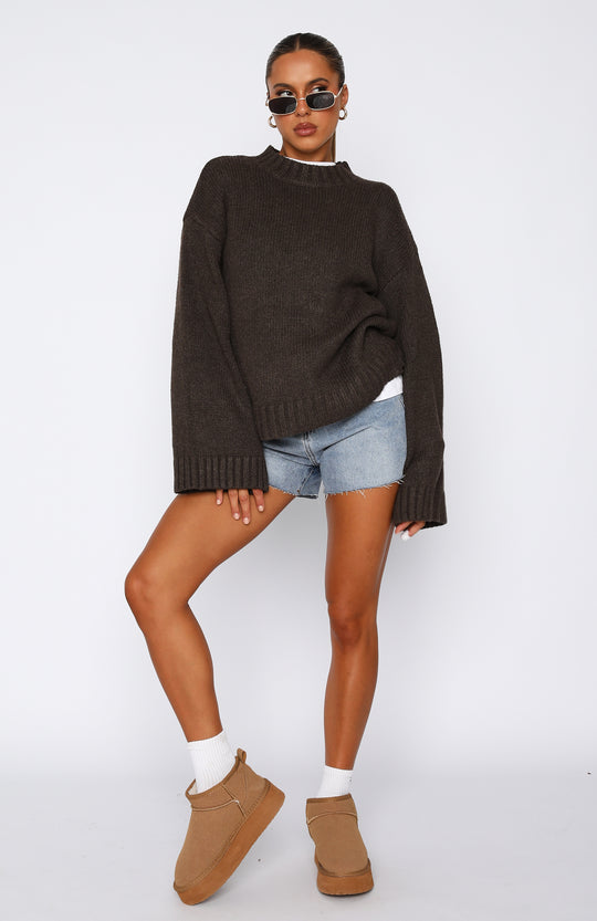 Oversized Knit Sweater - Women’s Long Sleeve Relaxed Fit Ribbed Knit Pullover