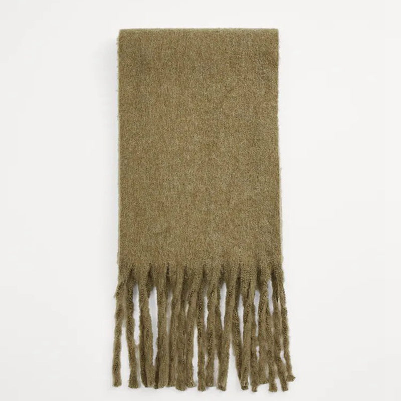 Thick Scarf - Women's Oversized Thick Fringed Chunky Scarf for Winter