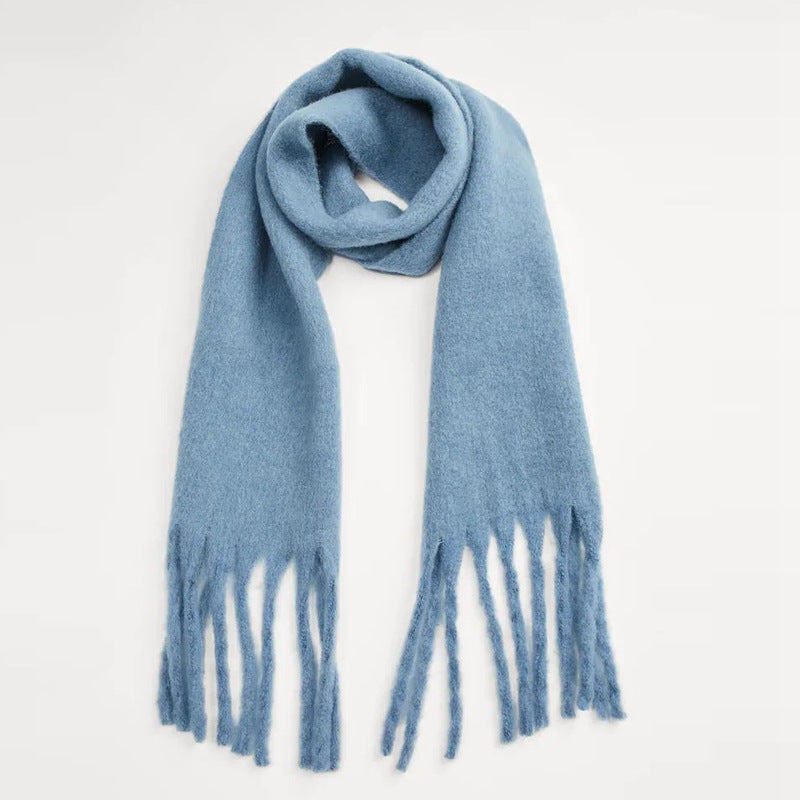 Thick Scarf - Women's Oversized Thick Fringed Chunky Scarf for Winter