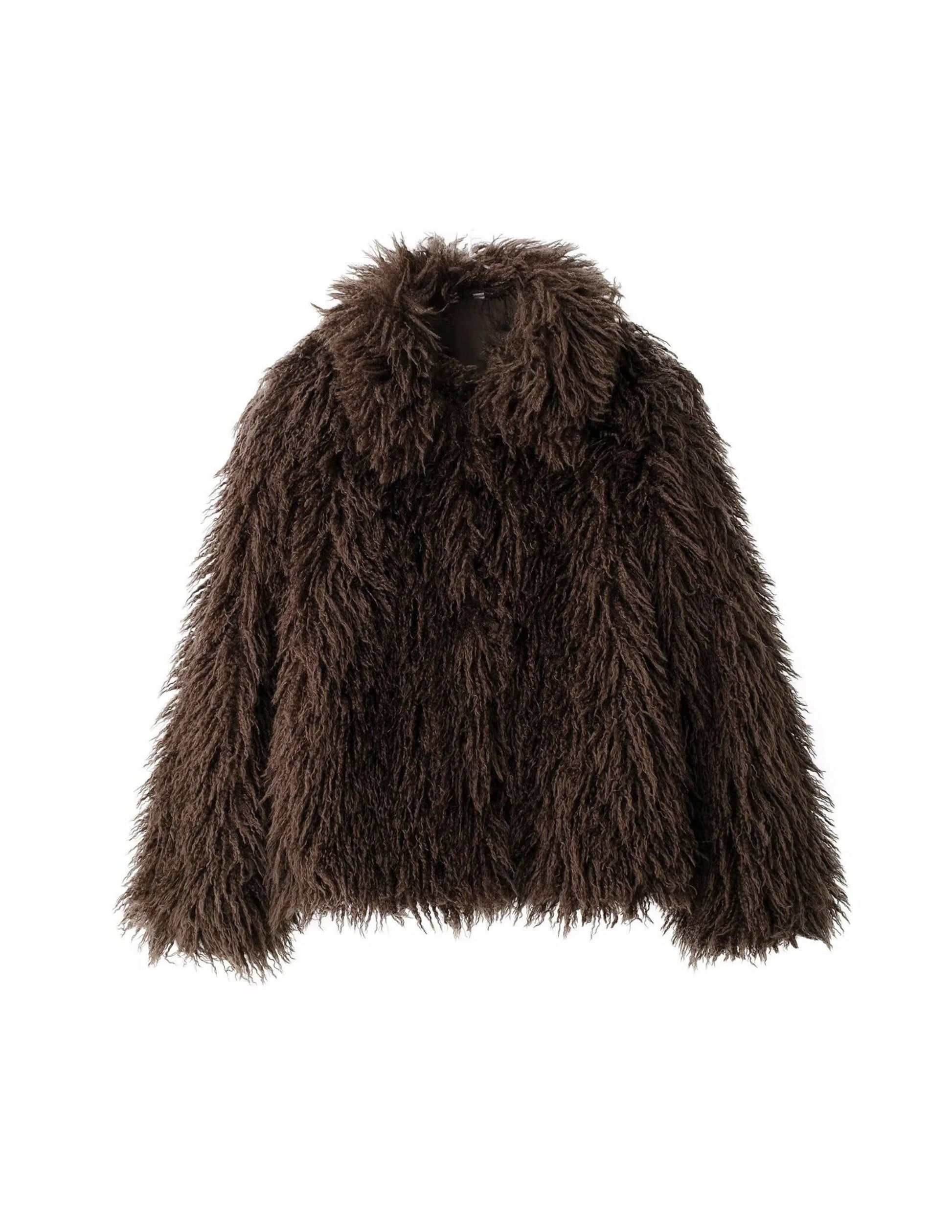 Faux Fur Jacket - Women’s Shaggy Long Sleeved Short Faux Fur coat