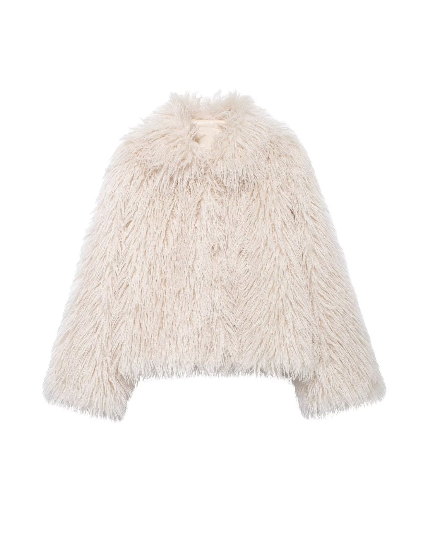 Faux Fur Jacket - Women’s Shaggy Long Sleeved Short Faux Fur coat