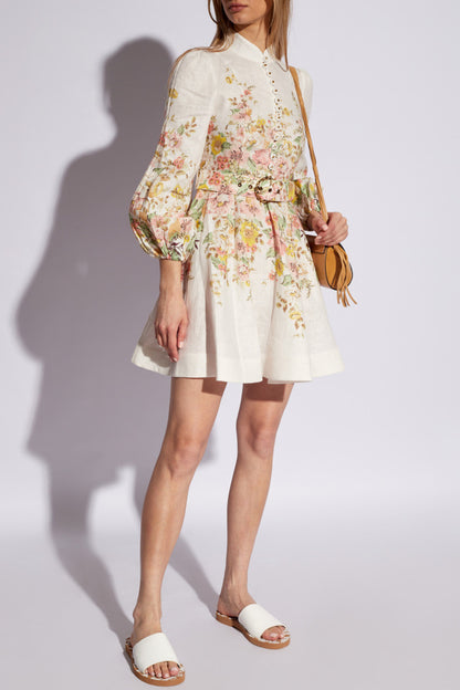 Claire Floral Linen Mini Dress