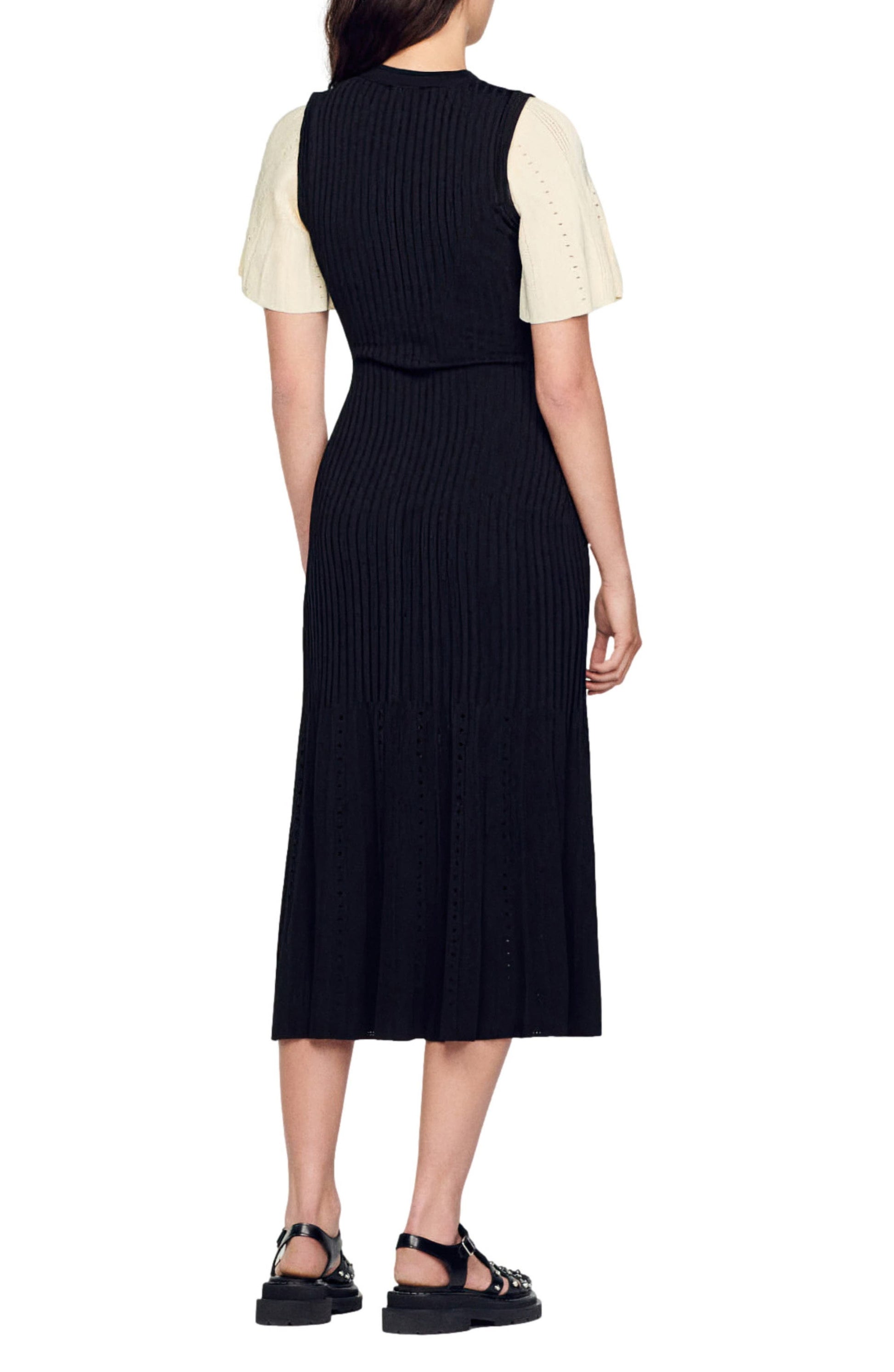 Knit Midi Dress - Womens Short Sleeve Ribbed Knit Classy Midi Dress