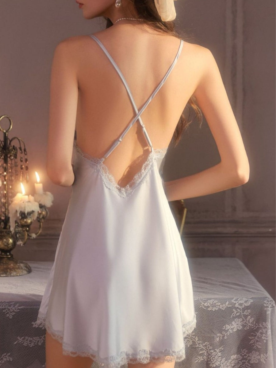 Teresa Ice Silk Lace Detail Nightgown and Robe