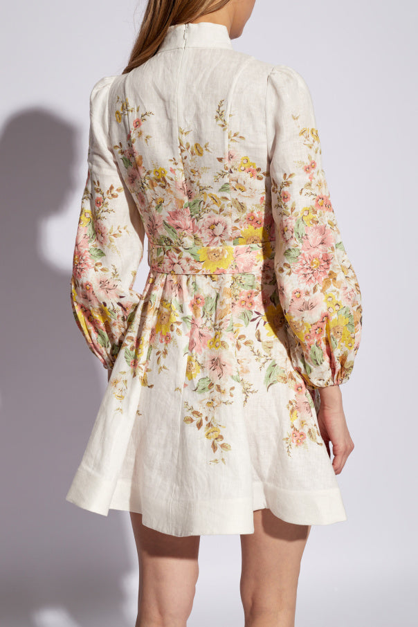 Claire Floral Linen Mini Dress