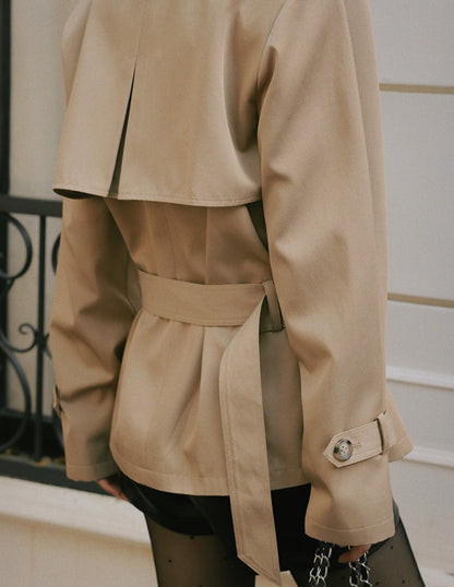 Trench Jacket - Women's Lightweight Belted Double-Breasted Trench Coat