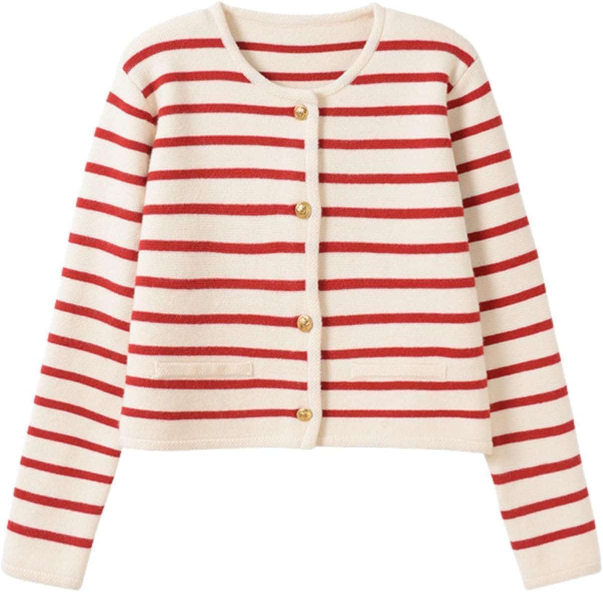 Striped Cardigan - Womens Long Sleeve Striped Button Down Cardigan