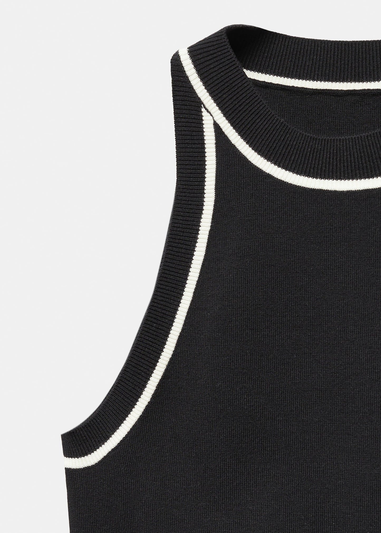 Contrast Trim Top - Womens Sleeveless Contrast Black and White Top