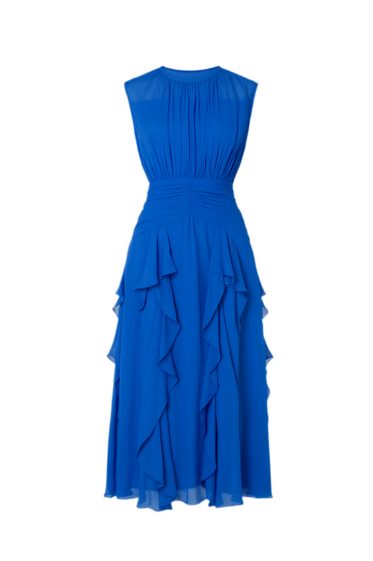 Melba Ruched Cascading Ruffle Maxi Dress
